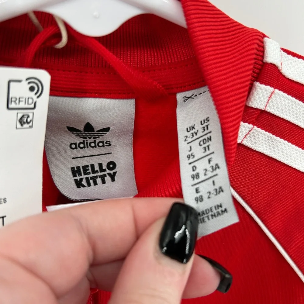 Adidas x Hello Kitty Toddler 3T SST Tracksuit Set Vivid Red NWT Kids Girl Sporty